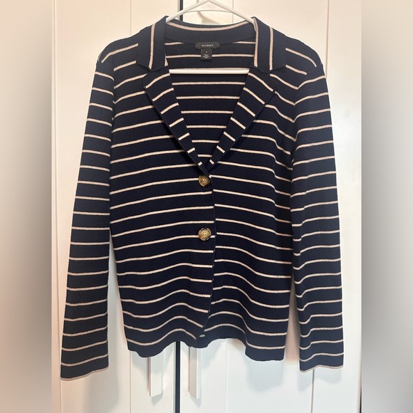 Halogen Navy and Cream Striped Cardigan size S - Picture 3 of 12